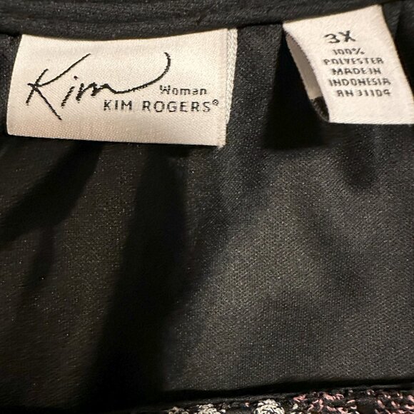 Kim Rogers Women's Striped 3/4 Sleeve Blouse Pleated Neckline Puple Gray Size 3X - Picture 3 of 3